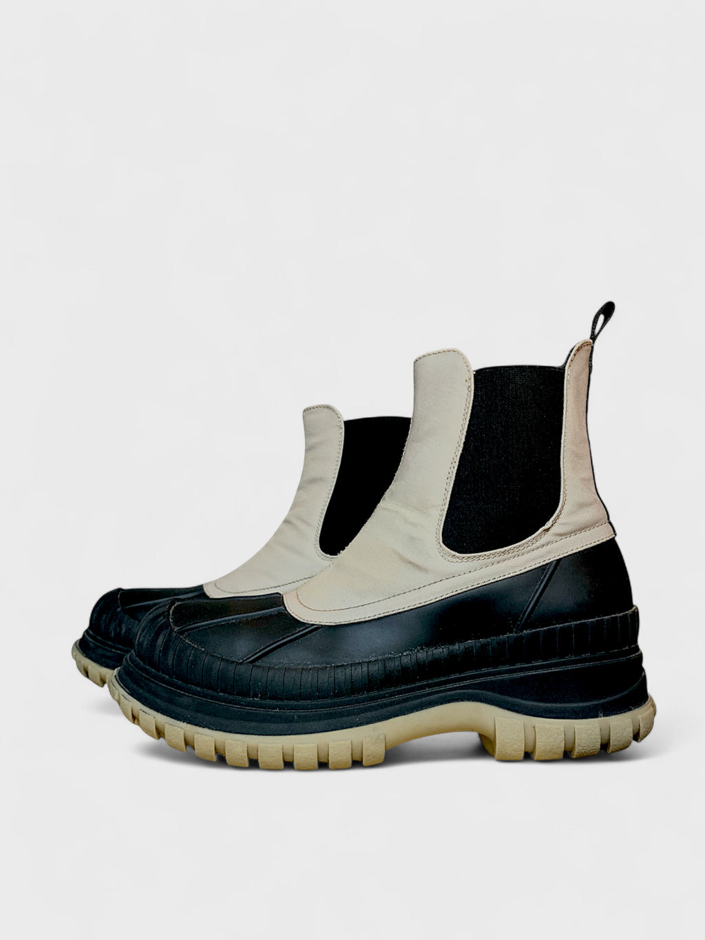 Bottes Chunky Noire & Beige, Taille 7