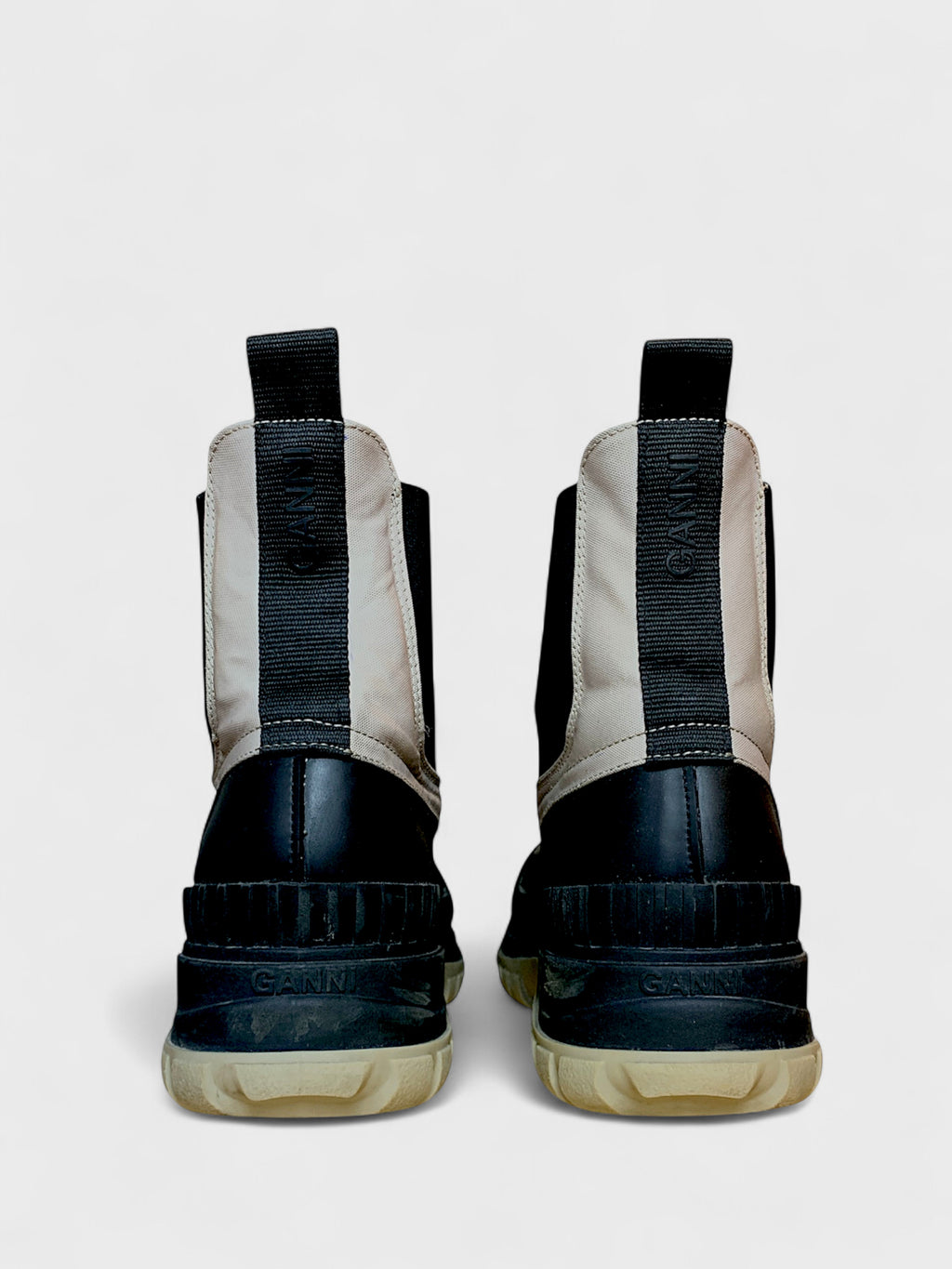 Bottes Chunky Noire & Beige, Taille 7