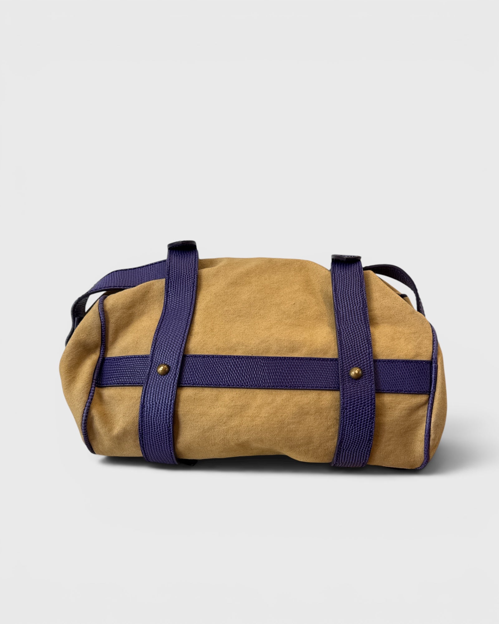 Beige/Mauve Canvas and Leather Gianfranco Ferre Handbag