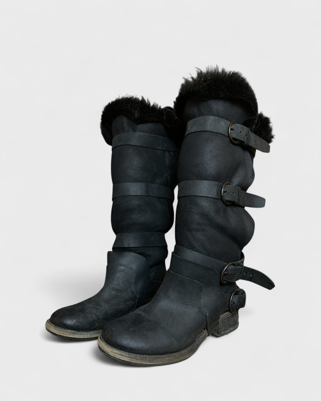 All Saints Bottes cuir et fourrure, 38