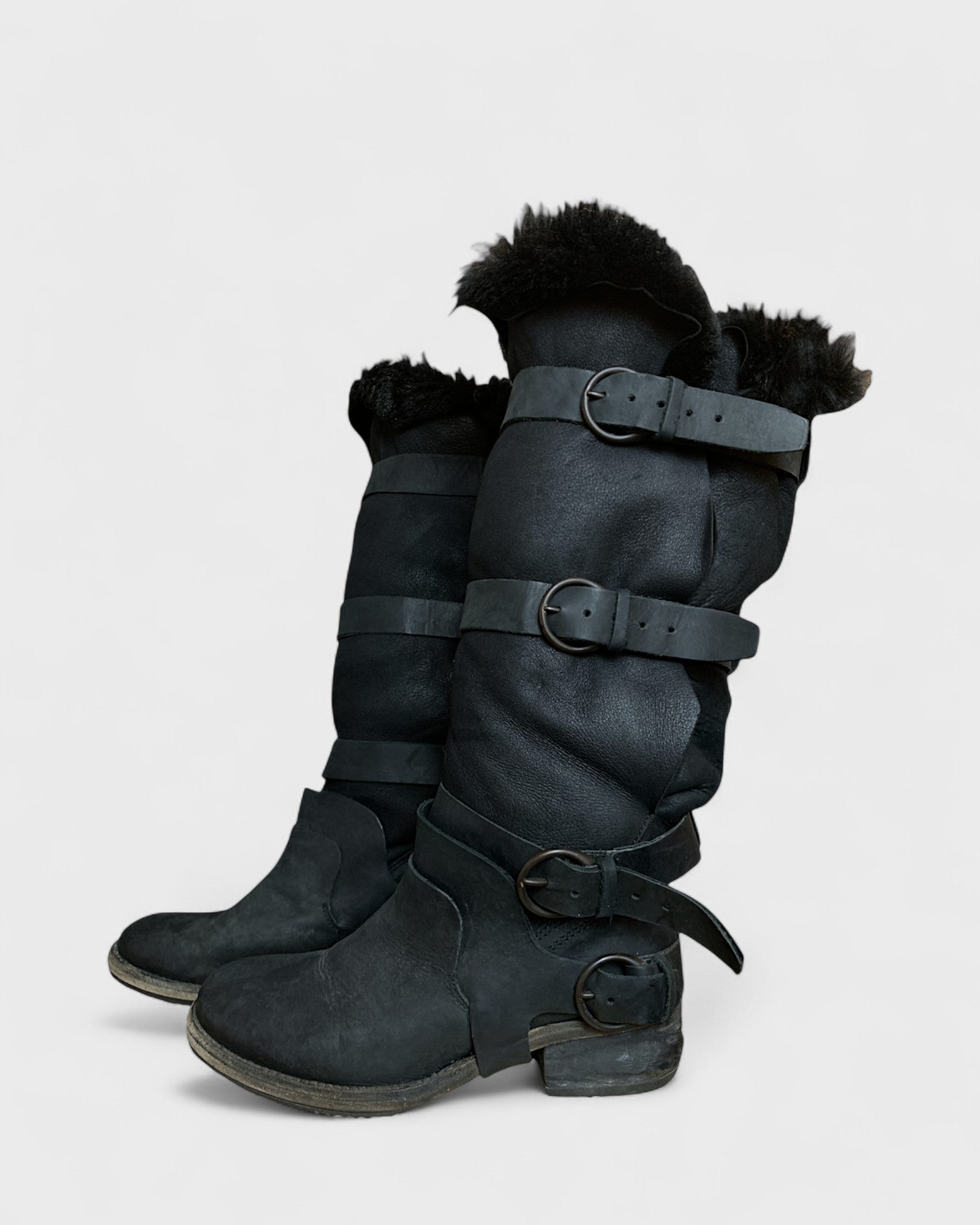 All Saints Bottes cuir et fourrure, 38