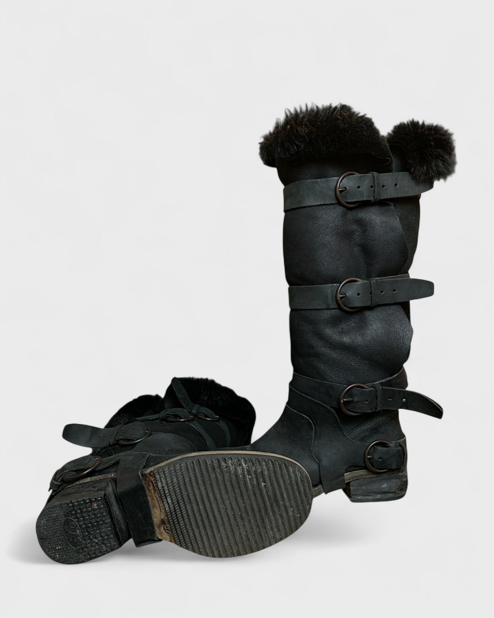 All Saints Bottes cuir et fourrure, 38