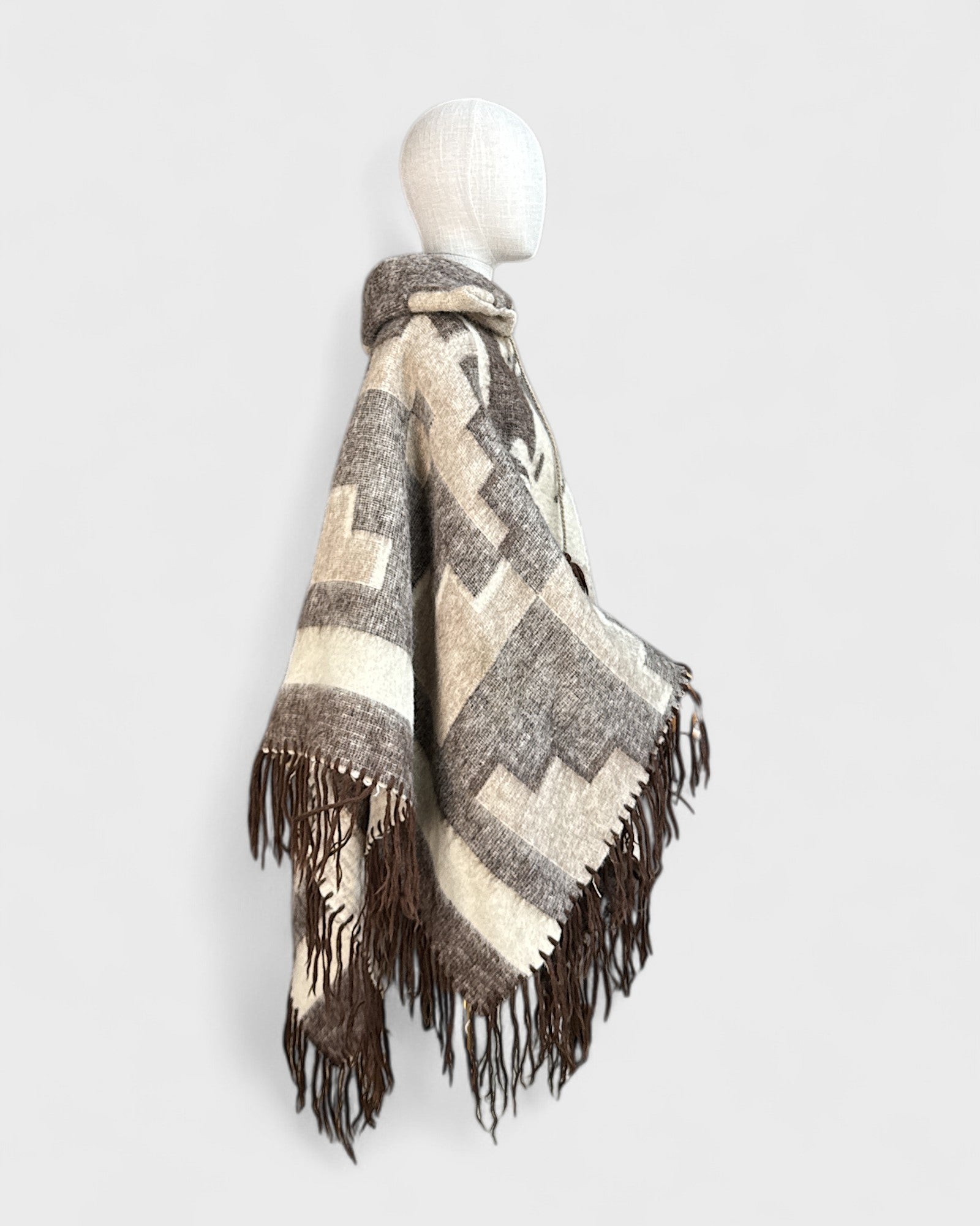 Poncho alpaca Marron crème