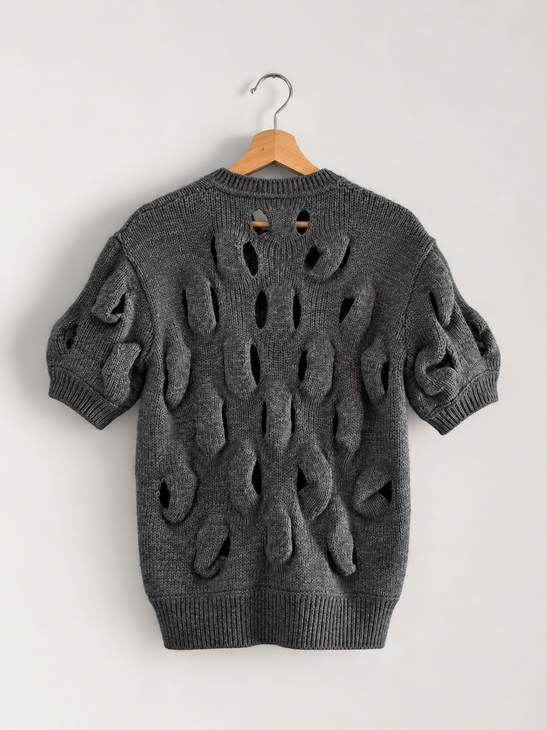 Cardigan gris en maille ajourée, Miu miu