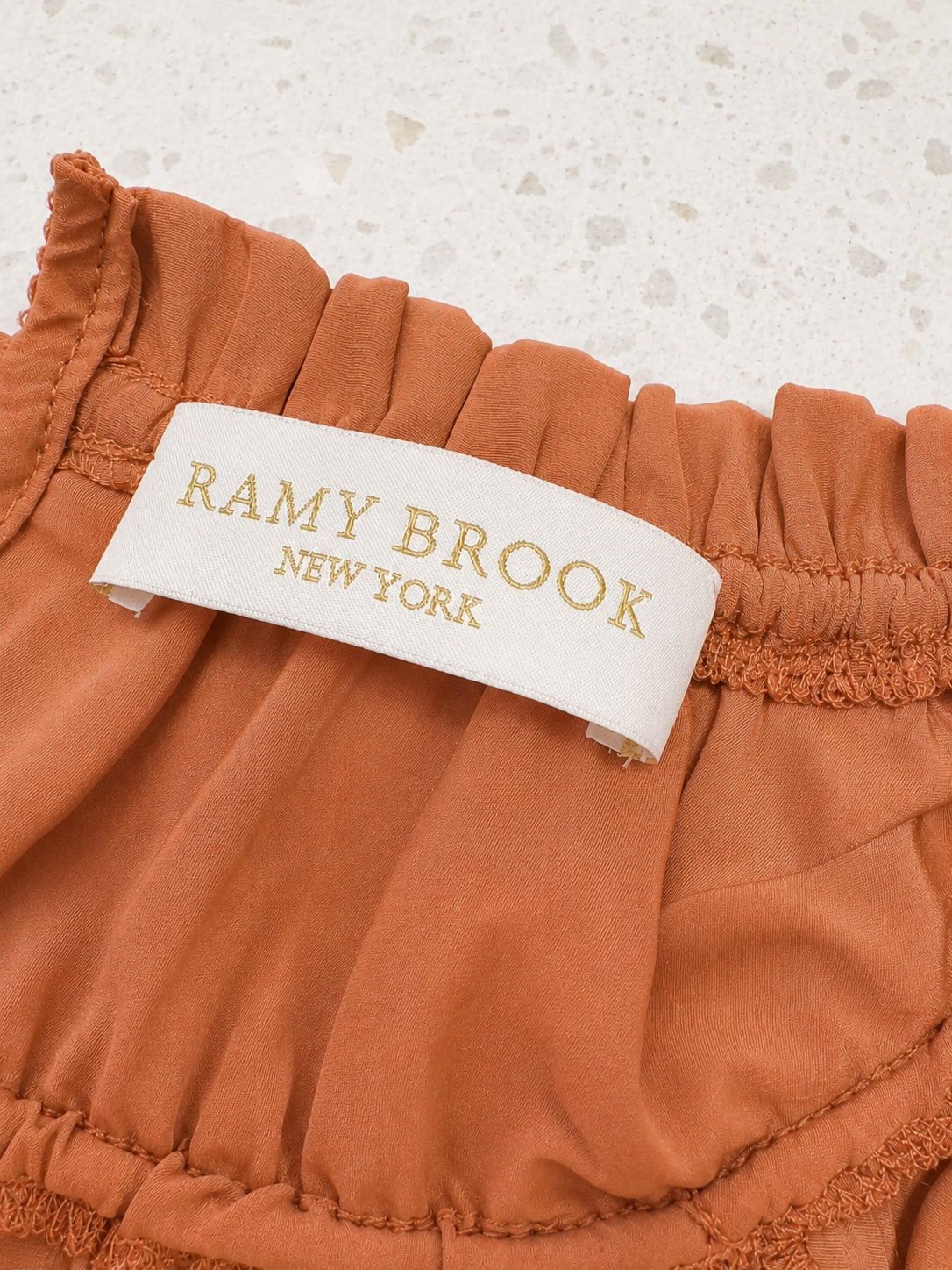 Ramy Brook terra cotta silk blouse