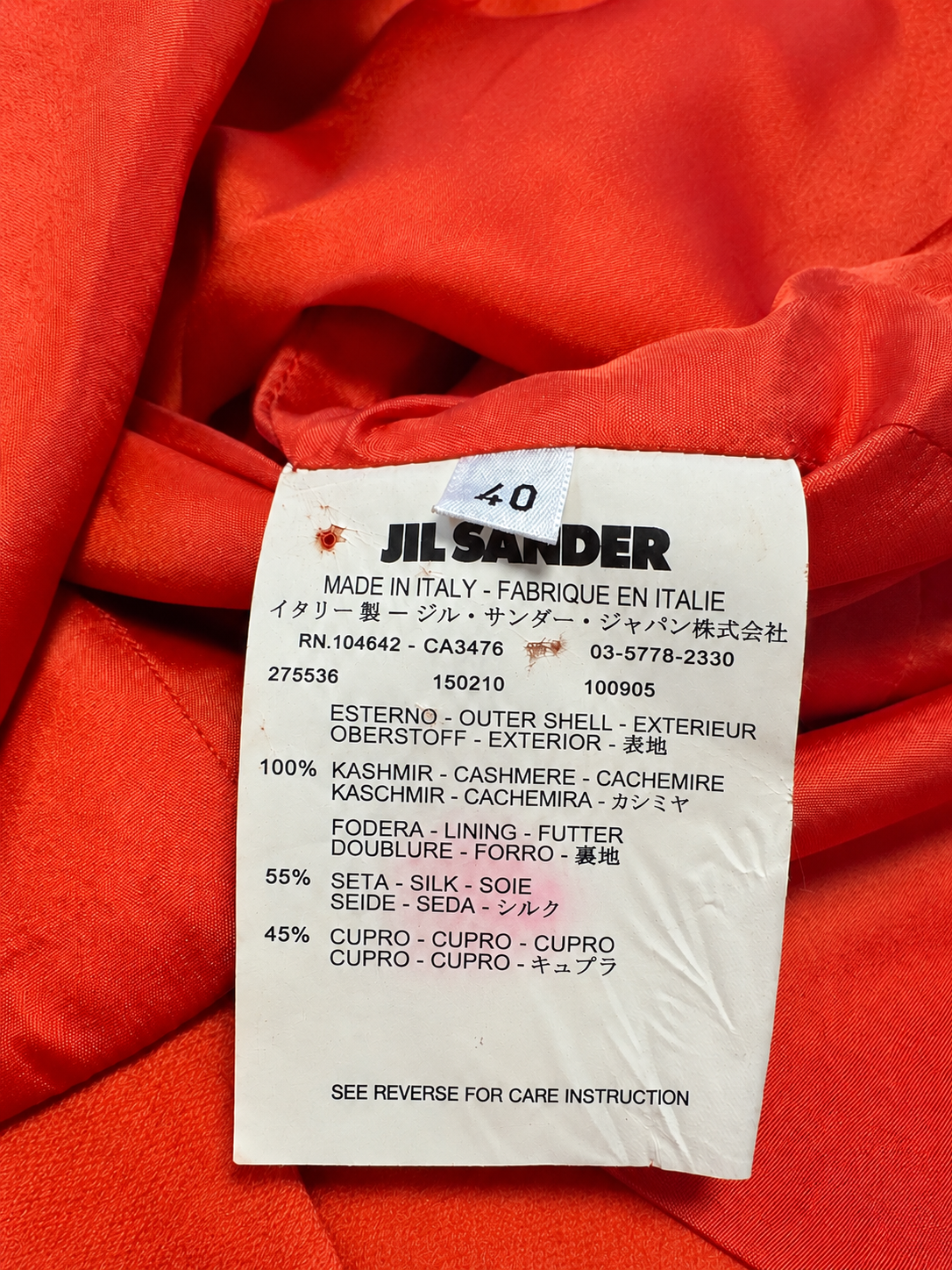 Jil Sander Orange Jacket