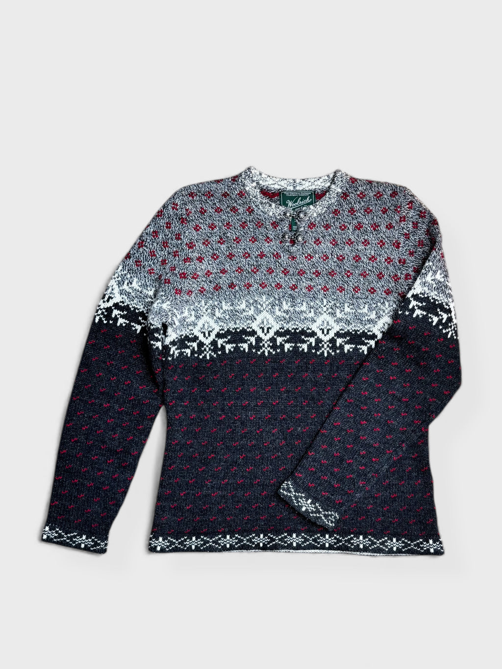 Tricot à motifs nordiques gris, noir, blanc et rouge Woolrich,  M