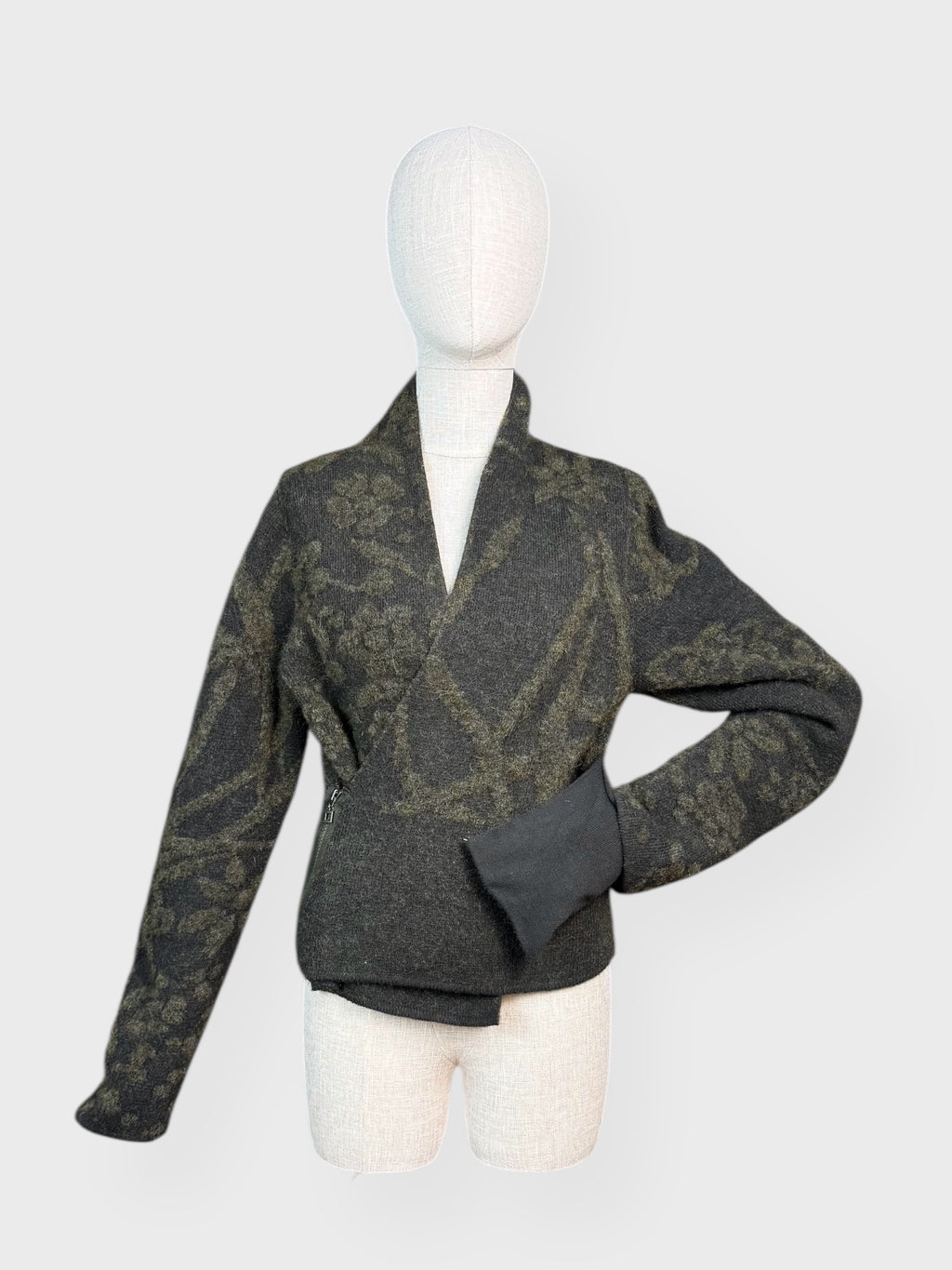 Cache-cœur tricot vert kaki Sarah Pacini, S