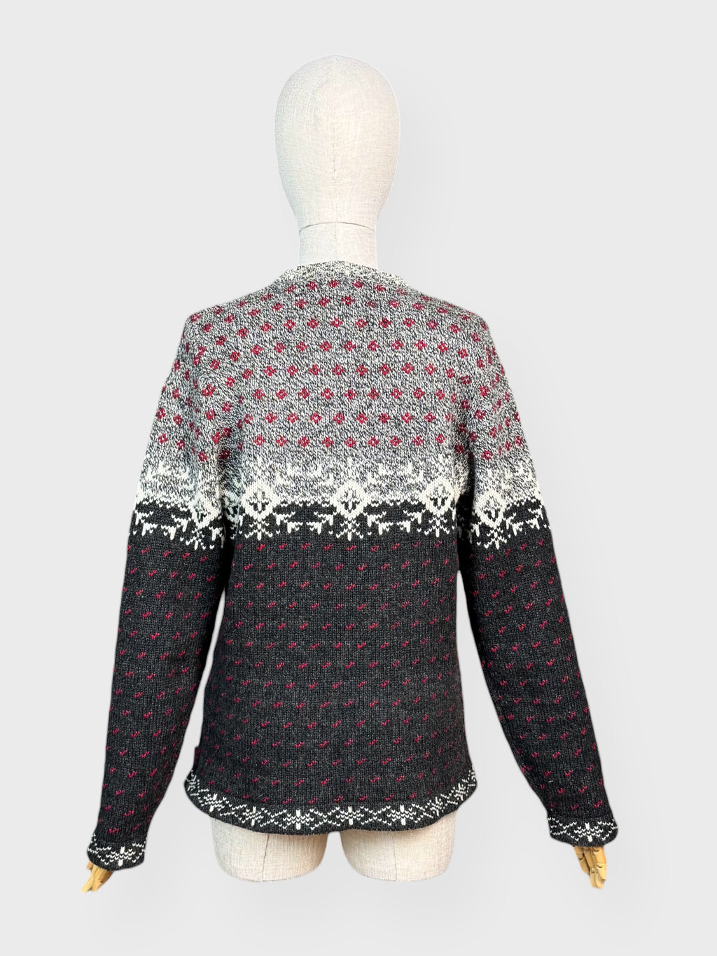 Tricot à motifs nordiques gris, noir, blanc et rouge Woolrich,  M