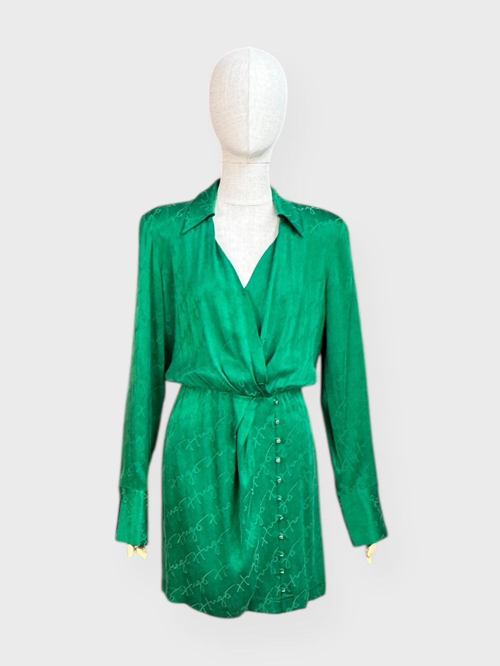 Robe cache-cœur verte Hugo Boss, taille 10