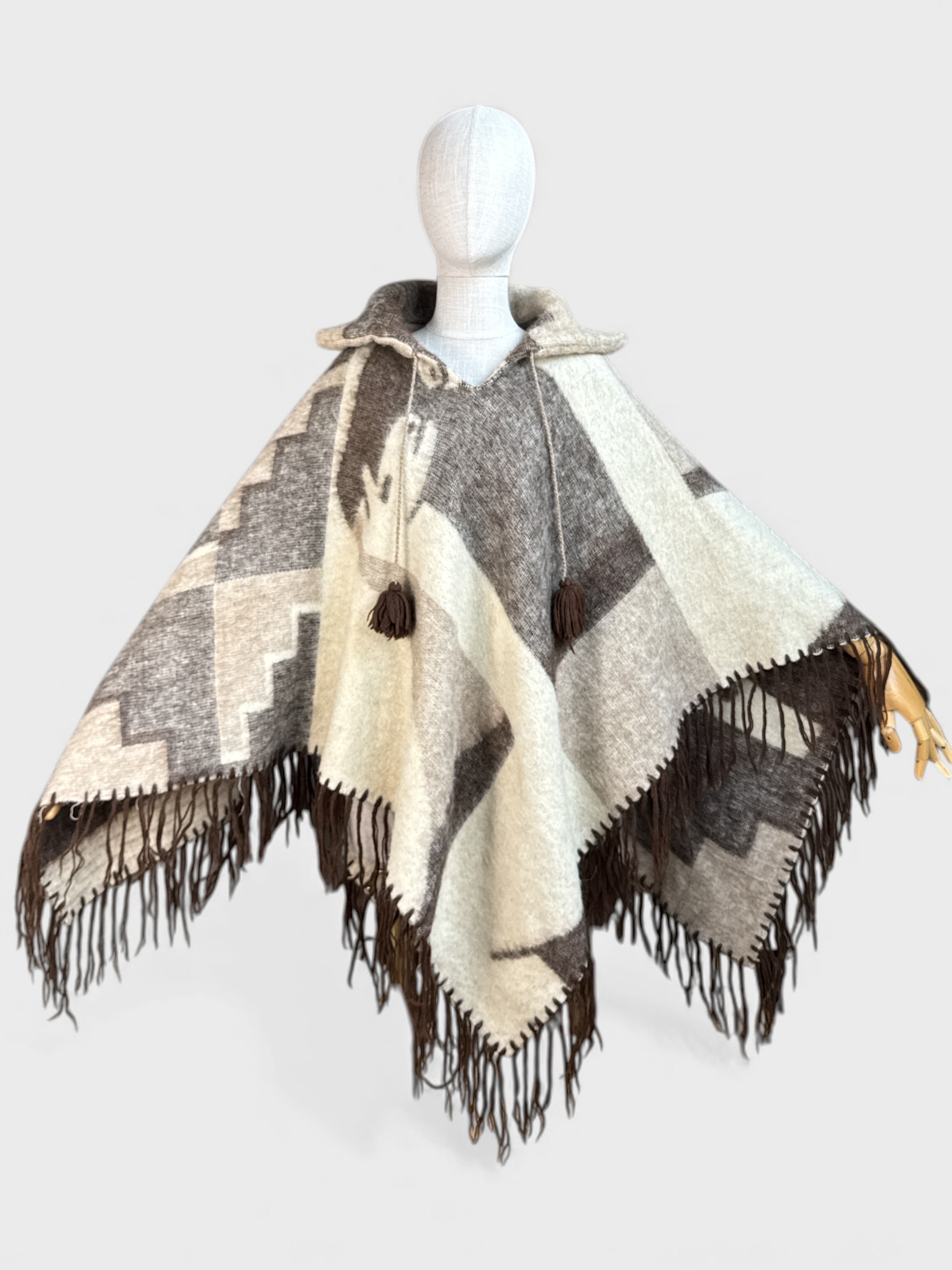 Poncho alpaca Marron crème