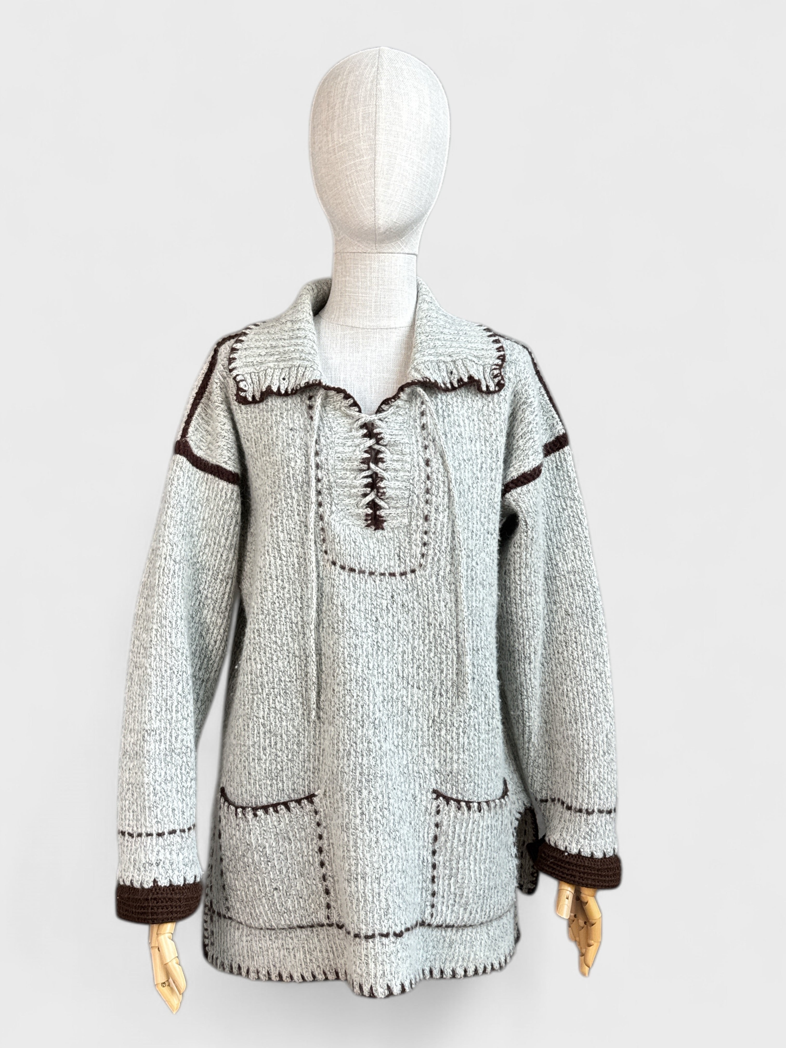 Pull tricot avec poches Gris marron Gold dream , L